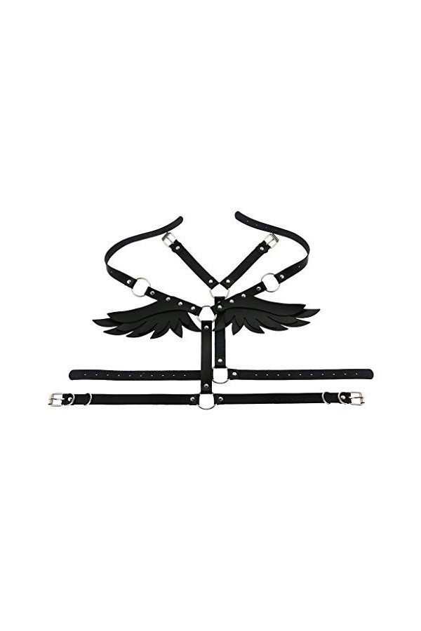 Sharplace Ceinture de harnachement de Ailes Femmes Tops Punk Gothic Festival Costumes, Noir, 66-100cm
