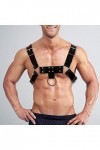 HTYG Harnais en cuir pour hommes-Harnais de poitrine réglable en cuir pour homme avec boucles-Poitrine Lingerie Clubwear-Jeu 