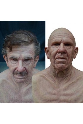 FOLOSAFENAR Accessoire de Couvre-Chef de Vieil Homme, Couverture de Vieil Homme en Latex Réaliste pour Adultes pour Mascarade