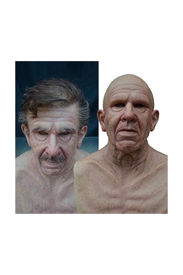 FOLOSAFENAR Accessoire de Couvre-Chef de Vieil Homme, Couverture de Vieil Homme en Latex Réaliste pour Adultes pour Mascarade