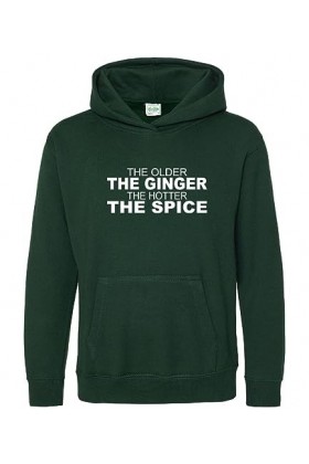 Brand88 The Older The Ginger The Hotter The Spice, T-shirt fantaisie amusant pour adultes avec poche à capuche unisexe, vert 