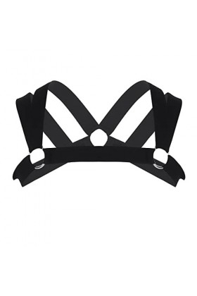Harnais pour homme - Double bretelles - Élastique - Poitrine - Anneaux toriques en métal - Accessoire de fête - Punk Cosplay 