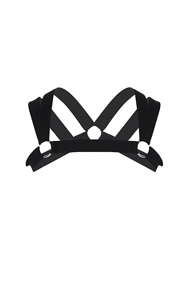 Harnais pour homme - Double bretelles - Élastique - Poitrine - Anneaux toriques en métal - Accessoire de fête - Punk Cosplay