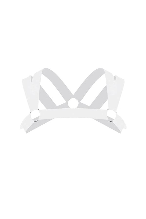 Harnais pour homme - Double bretelles - Élastique - Poitrine - Anneaux toriques en métal - Accessoire de fête - Punk Cosplay 