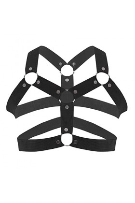 Harnais élastique pour homme - Sangle dépaule et de poitrine - Anneaux toriques en métal - Accessoire de costume pour Hallow