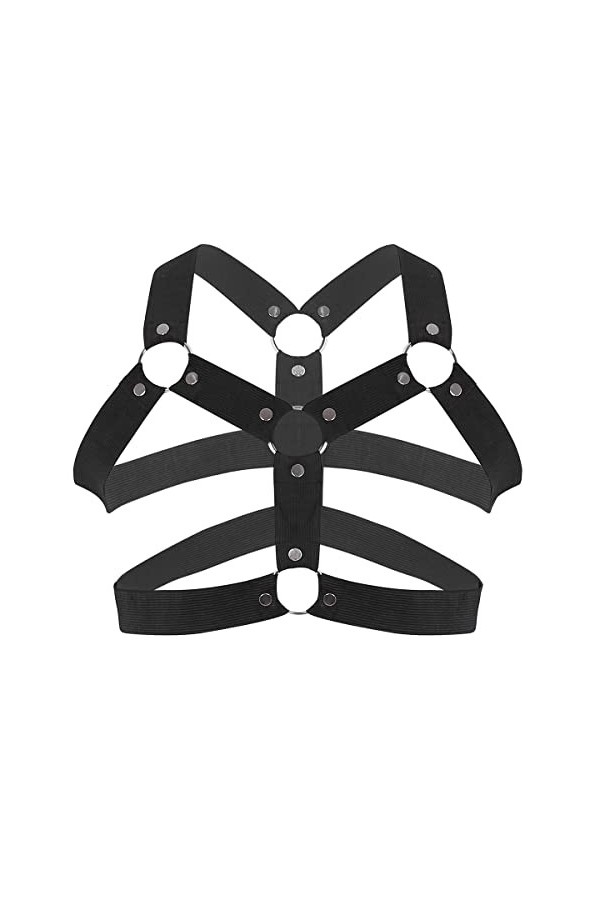 Harnais élastique pour homme - Sangle dépaule et de poitrine - Anneaux toriques en métal - Accessoire de costume pour Hallow