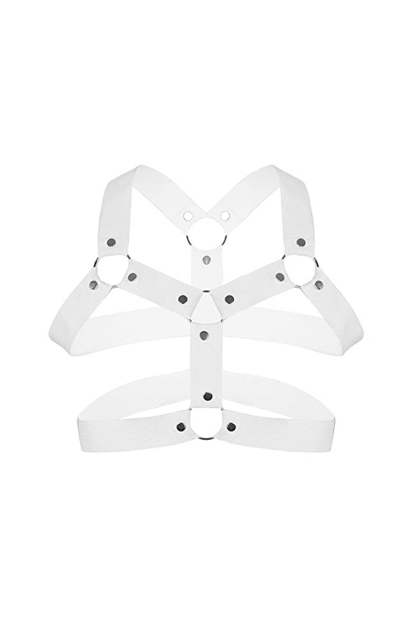 Harnais élastique pour homme - Sangle dépaule et de poitrine - Anneaux toriques en métal - Accessoire de costume pour Hallow
