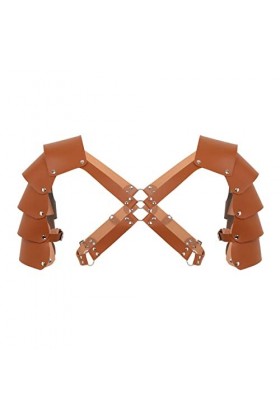 Harnais en similicuir pour homme - Ceinture - Armures dépaule - Boucles - Danse - Cosplay - Costumes sexy - Croix - Hallowee