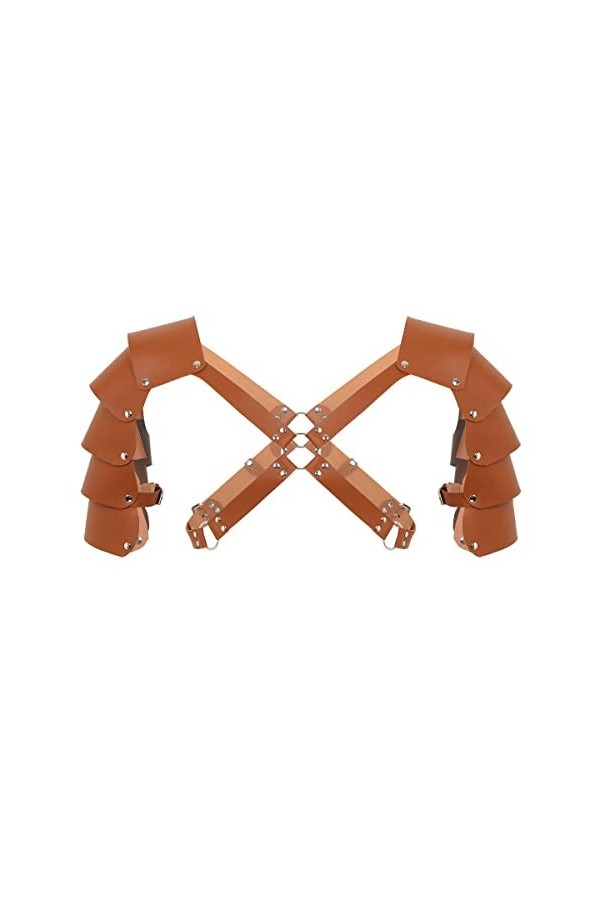 Harnais en similicuir pour homme - Ceinture - Armures dépaule - Boucles - Danse - Cosplay - Costumes sexy - Croix - Hallowee