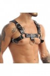 Ceinture harnais réglable en cuir PU pour homme - Costume sexy - Anneau de fête - Punk Club Show Halloween