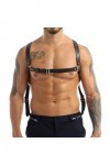 Harnais en cuir pour homme - Bretelles - Boucles de ceinture - Anneaux toriques en métal - Cosplay Club Halloween