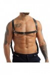 Harnais en cuir pour homme - Bretelles - Boucles de ceinture - Anneaux toriques en métal - Cosplay Club Halloween