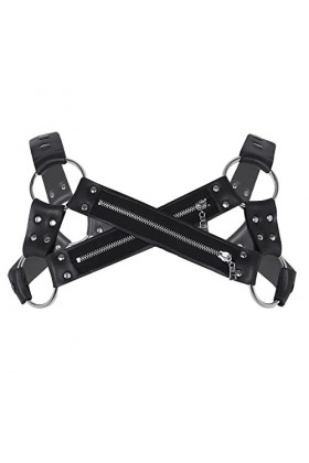 Harnais en forme de X pour homme - En cuir synthétique - Épaules - Corps - Poitrine - Muscles des bras - Cosplay - Anneaux to