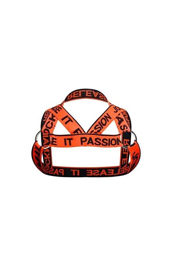 Harnais De Poitrine Pour Hommes Lettres Creuses Fashion High Stretch Straps Binding Bandage Fitness Show Muscle Color:green,S