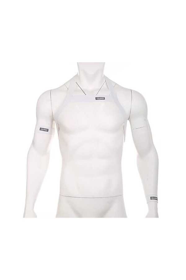Sous-vêtement moulant pour homme style punk avec sangle de poitrine avec bracelet, bras, anneau, harnais de corps, vêtements 