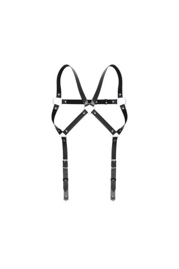 HSQSMWJ Homme Harnais de Poitrine en Cuir PU Bandage Réglables Hollow Out Cosplay Costumes Clubwear Color:Black,Size:One Siz