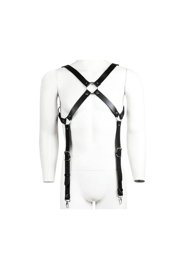 HSQSMWJ Homme Harnais de Poitrine en Cuir PU Bandage Réglables Hollow Out Cosplay Costumes Clubwear Color:Black,Size:One Siz