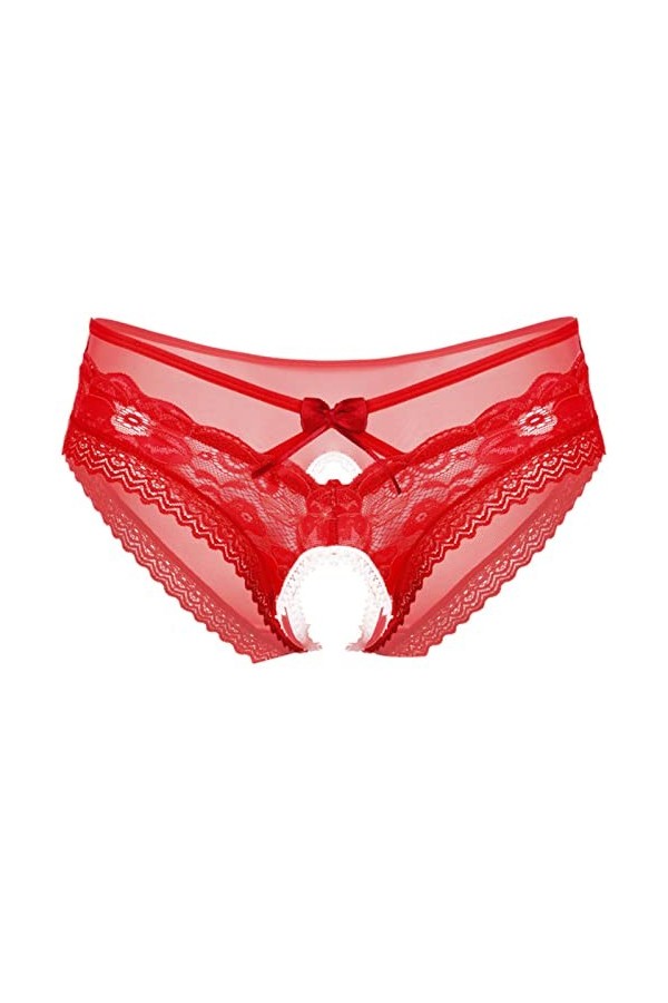 SARGE Hommes Dentelle Slip G-String CulotteLingerie sous-vêtements Bowknot HollowOut Underpants Vêtements de Nuit