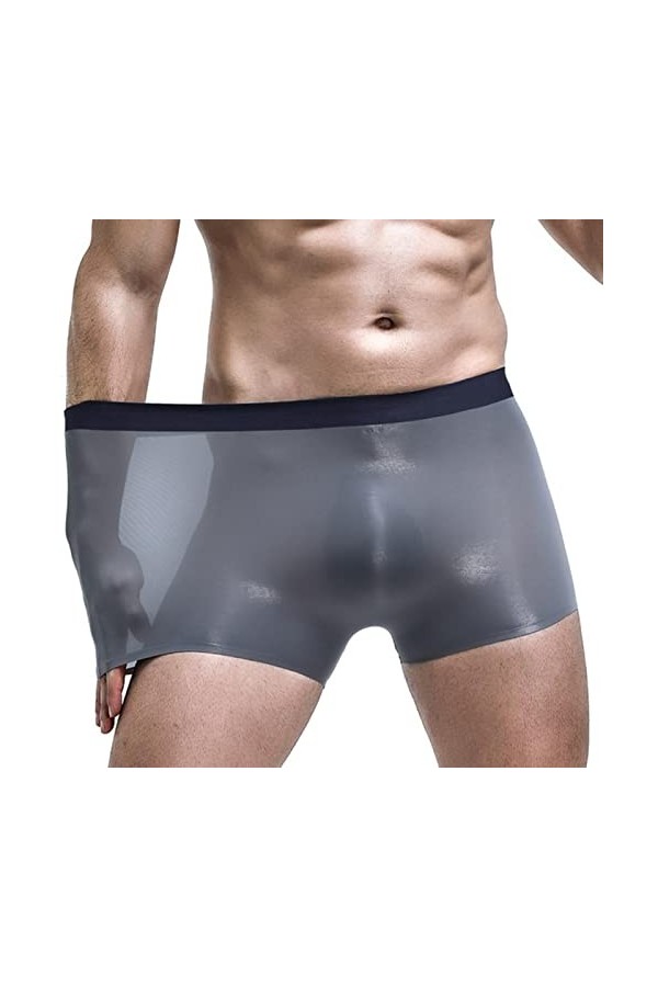 Hommes Glace Soie sans Couture Boxer Pochette Vêtements de Nuit sous-vêtements Respirants Pantalon Shorts Confortable Bulge C