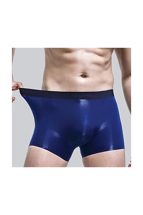 Hommes Glace Soie sans Couture Boxer Pochette Vêtements de Nuit sous-vêtements Respirants Pantalon Shorts Confortable Bulge C