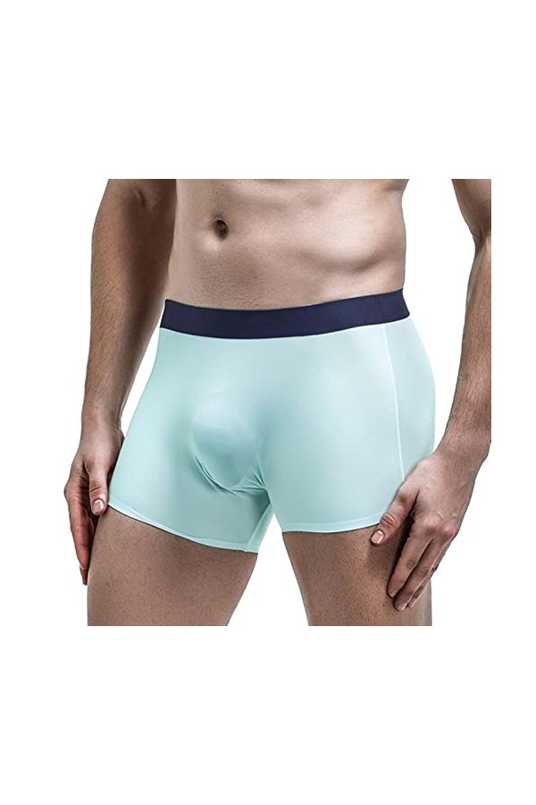 Hommes Glace Soie sans Couture Boxer Pochette Vêtements de Nuit sous-vêtements Respirants Pantalon Shorts Confortable Bulge C