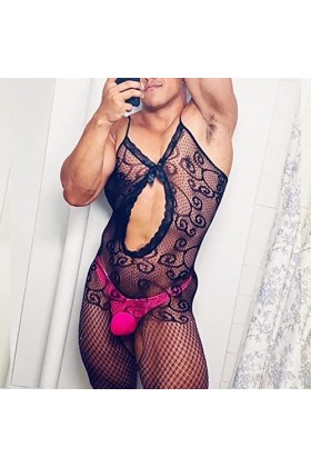 SARGE Hommes Bodystockings Bodysuits for Husband Night Club Wear Male Nightwear Fishnet Sleepwear Costumes