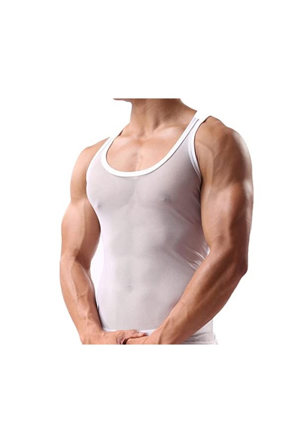 SARGE Chemise à Bas pour Hommes vêtements Chemise en Maille Transparente Transparente à Manches Longues T-Shirt Chemise Trans