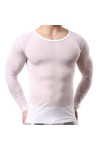 SARGE Chemise à Bas pour Hommes vêtements Chemise en Maille Transparente Transparente à Manches Longues T-Shirt Chemise Trans