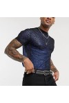 SARGE Été Nouvelle Grande Taille Hommes T-Shirt Maille Transparente Section Mince Mode boîte de Nuit fête Hommes Chemise Bas