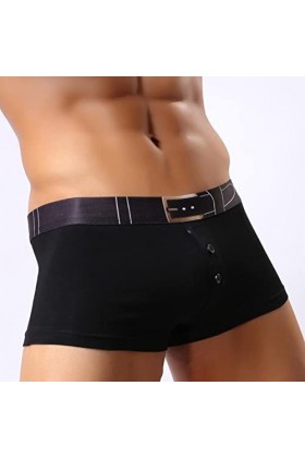 Hommes sous-vêtements Boxers Shorts Homme Respirant Taille Moyenne U Convexe Poche Boucle Bouton sous-vêtements S-L
