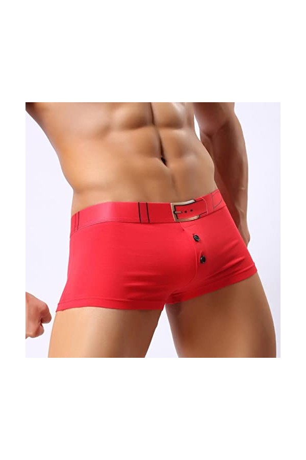 Hommes sous-vêtements Boxers Shorts Homme Respirant Taille Moyenne U Convexe Poche Boucle Bouton sous-vêtements S-L