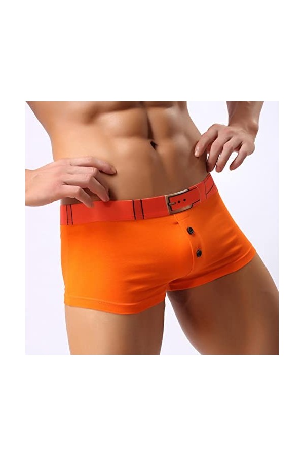 Hommes sous-vêtements Boxers Shorts Homme Respirant Taille Moyenne U Convexe Poche Boucle Bouton sous-vêtements S-L