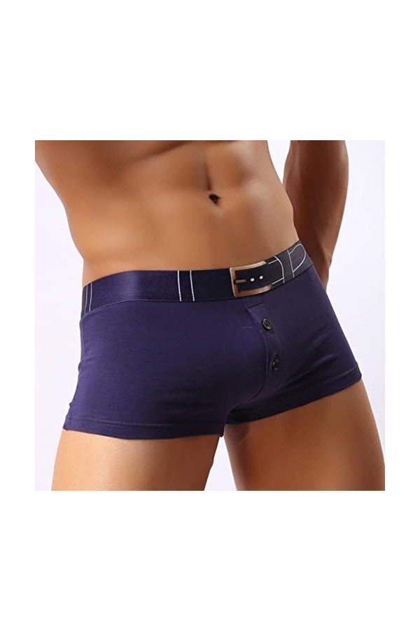 Hommes sous-vêtements Boxers Shorts Homme Respirant Taille Moyenne U Convexe Poche Boucle Bouton sous-vêtements S-L