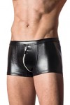 AIEOE Hommes Sexy Boxer en Similicuir Ouvert Slip Taille Basse Respirant sous-Vêtement Erotique Zippé à l’Entrejambes XL