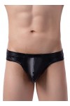 AIEOE Hommes Sexy Boxer en Similicuir Ouvert Slip Taille Basse Respirant sous-Vêtement Erotique Zippé à l’Entrejambes XL