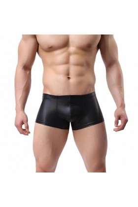 JFAN Homme Sexy Boxer MéTallique Brillant Shorts Hommes éLastique Taille Basse Taille Sexy Boxer Briefs Noir,L 