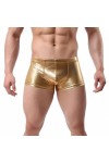 JFAN Homme Sexy Boxer MéTallique Brillant Shorts Hommes éLastique Taille Basse Taille Sexy Boxer Briefs Noir,L 