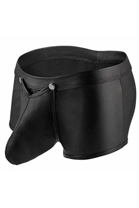 Générique Boxer en Similicuir pour Homme sous-vêtements Sexy en Cuir Verni Convexe U Jockstrap Bulge Pouch Trunks Slip Le No
