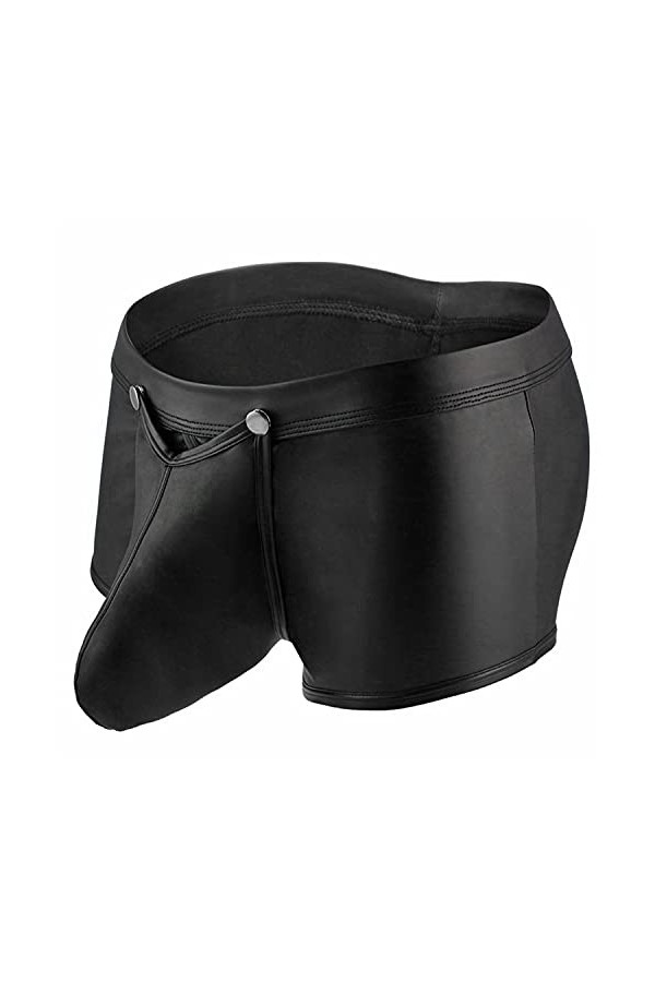 Générique Boxer en Similicuir pour Homme sous-vêtements Sexy en Cuir Verni Convexe U Jockstrap Bulge Pouch Trunks Slip Le No