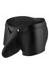 Générique Boxer en Similicuir pour Homme sous-vêtements Sexy en Cuir Verni Convexe U Jockstrap Bulge Pouch Trunks Slip Le No