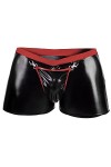 MIYUE 1PC Boxer Cuir Homme Sexy Mini Short Court Caleçon Boxer en Vinyle - Lingerie Sexy Homme Latex avec Poche Bombée Taille