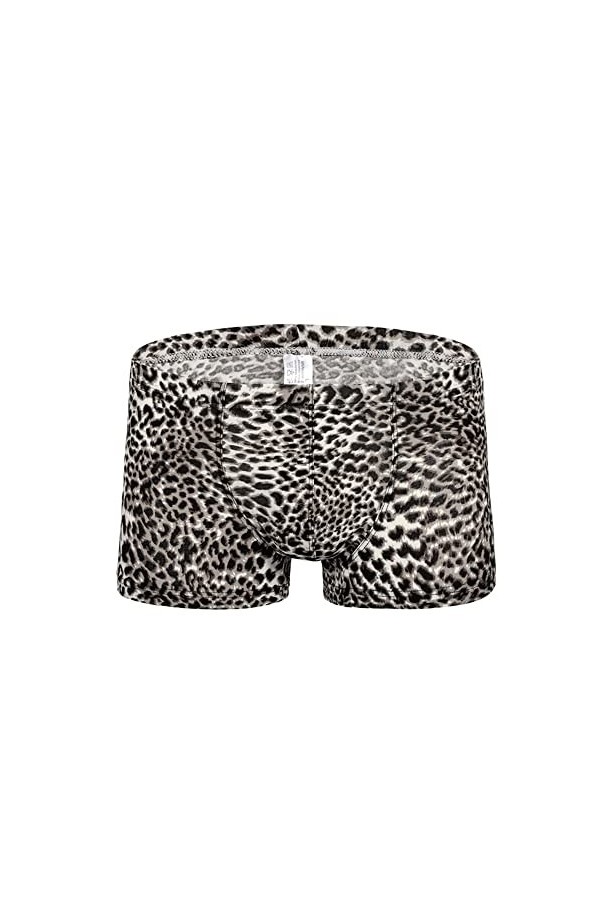 BaronHong Boxer Homme Taille Basse Sexy Imprimé Léopard sous-Vêtements Homme Short Slip Marron, 2XL 