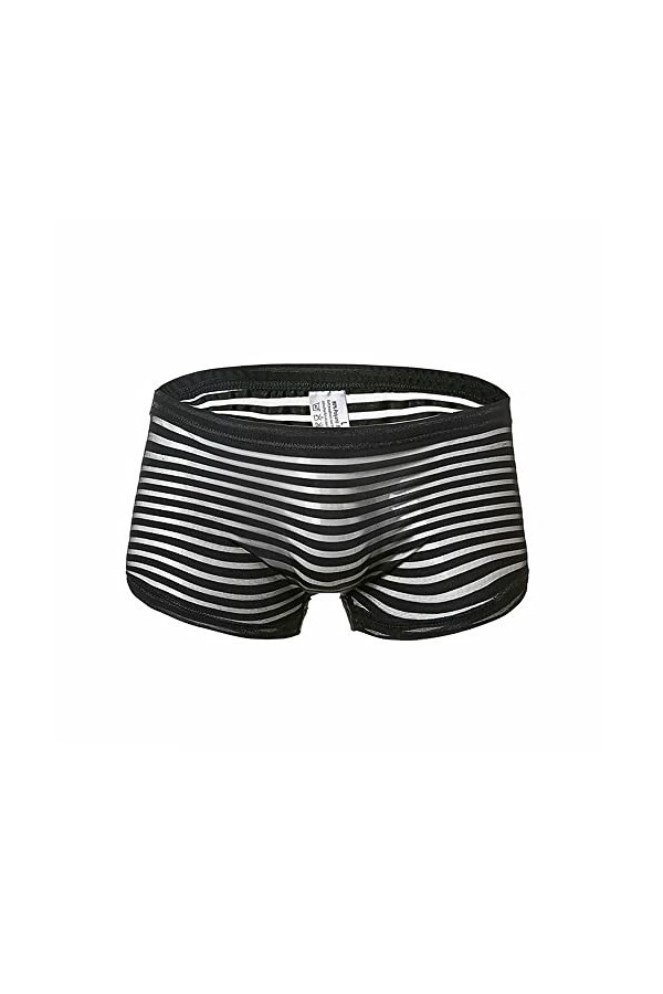 BaronHong sous-vêtements Skimpy pour Hommes Sexy Stripe Mesh See Through Sheer Boxer Briefs 3-Pack A , XL