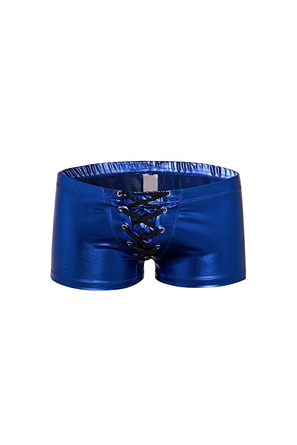 Générique sous-vêtements Boxer Sexy pour Hommes Caleçon en Cuir Verni métallisé Brillant Costume de Performance Jockstrap Clu