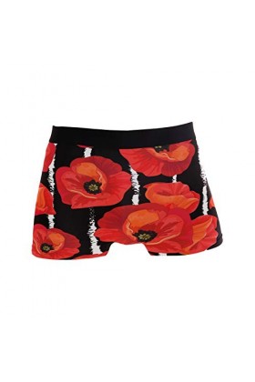 ZZKKO Boxer pour homme Motif coquelicot floral respirant extensible avec pochette S-XL - Noir - X-Large
