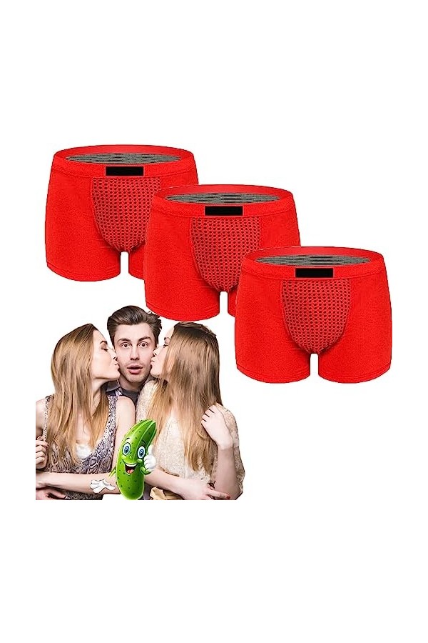 Docxide Royalprestige Prostate Magnetic Therapy Boxer Briefs, Energy Field Therapy Mens Underwear 3X-Large,Red