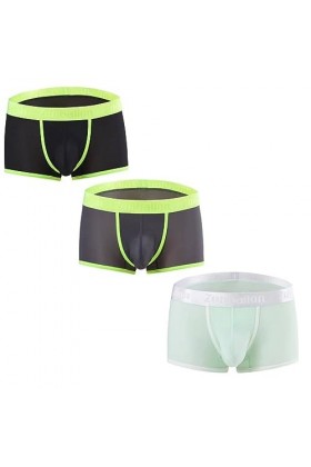 BIATWOWR Boxer transparent pour homme avec large bande en micro maille transparente - Sous-vêtement sexy ouvert sur le devant