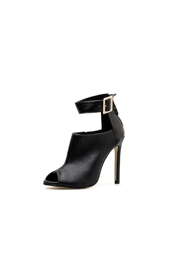 LEBE Talons Hauts Bouche de Poisson pour Femmes Sandales Hautes Mode Sandales à Talons Hauts Femmes-Black||40