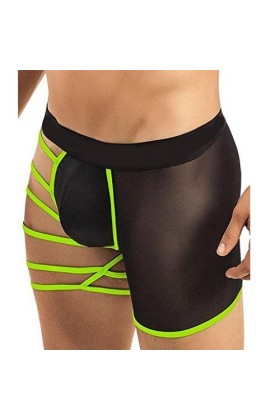 Acizi Sous-vêtements sexy pour homme avec poche élastique et creux sur un côté - Vert - Taille Unique