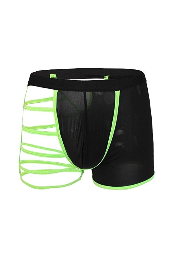 Acizi Sous-vêtements sexy pour homme avec poche élastique et creux sur un côté - Vert - Taille Unique